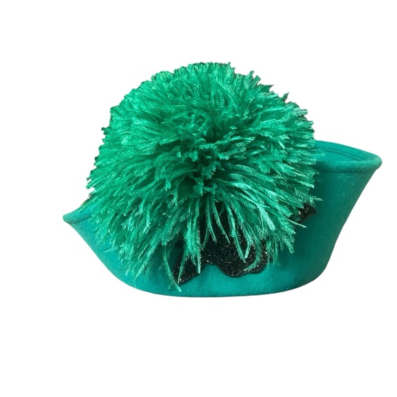 Jack McConnell VTG Green Wool Hat Ostrich Feather Church Derby Esccello Made USA main image 10